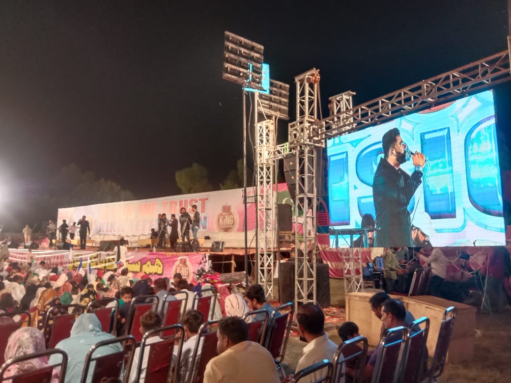 Wide view of the crusade stage in Pakistan